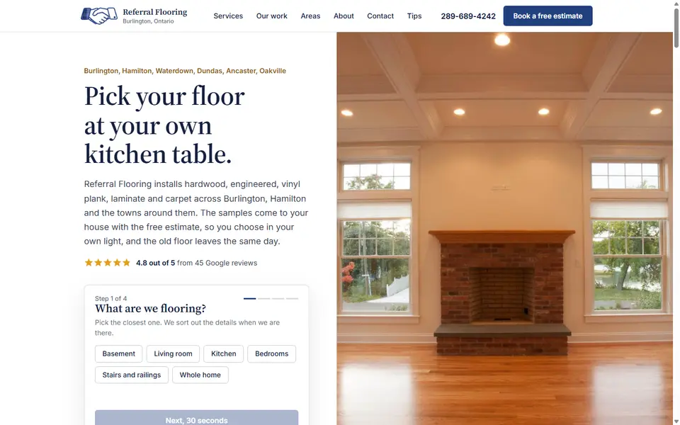 Referral Flooring on a desktop screen